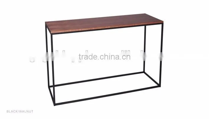 Square wooden coffee table, modern steel low table with wooden top, side table for home use