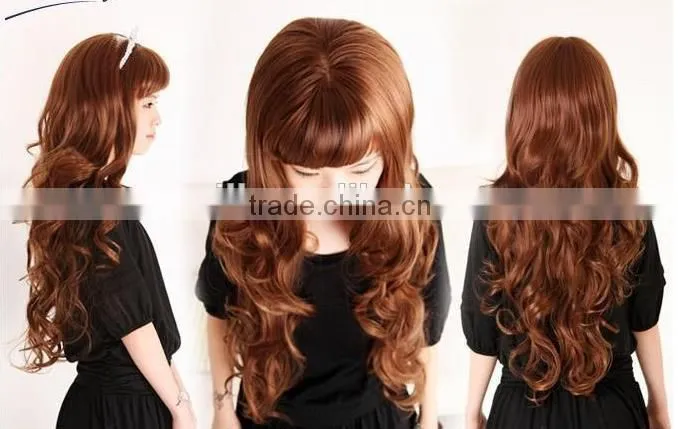 2014 60cm long curls pear wig Sexy Women's Long Wavy Wig synthetic hair wig