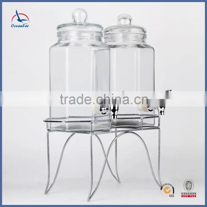 Recycled Glass Honey Dispenser Bulk Selling Glass Jar with Tap