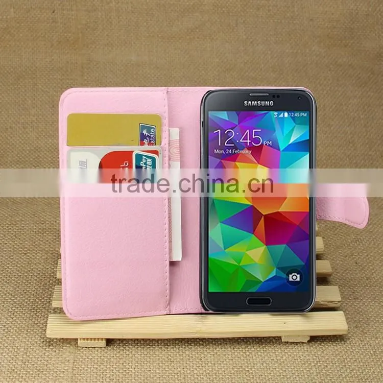 High Quality Leather Holster Card Wallet Folio Stand Flip Case Cover for Samsung Galaxy S5 mini