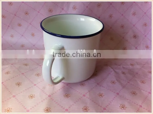 enamel porcelain cup has customize logo enamel mug