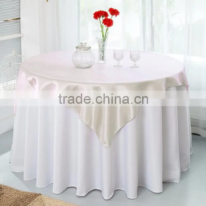 Square 145*145CM Round Satin Table Overlay For Wedding Banquet