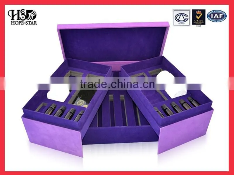 Handmade luxury jewelry box, cosmetic box, purple gift leather box