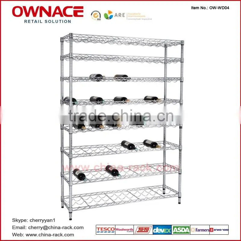 Heavy Duty NSF Chrome Red Wine Bottle Shape Wall Wine Rack