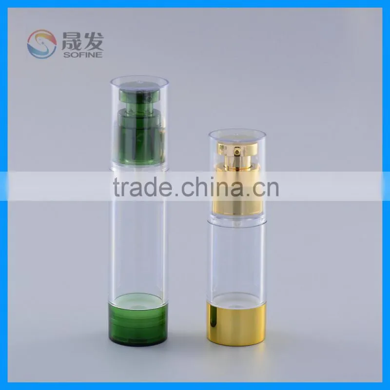Clear cosmetic airless pump bottle