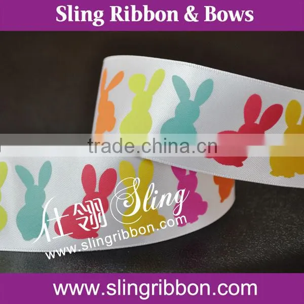 Easter's Day Rabbit Printed Satin Ribbon
