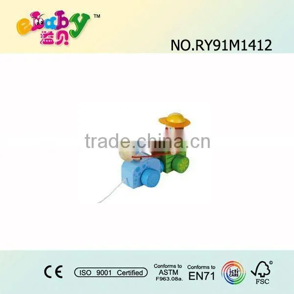 wood pull along toys with beetle