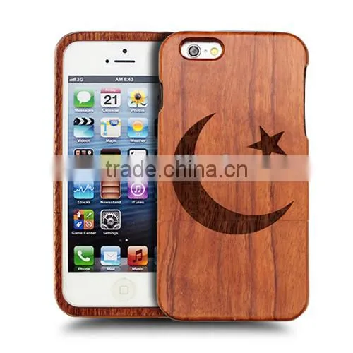 Good hand feeling Universal HOLY Engraving real rose wood two parts mobile cover for Iphone 6