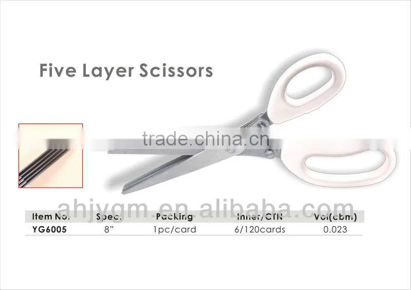 Good Quality 8" Five Blades Plastic Multi-function kitchen Scissors