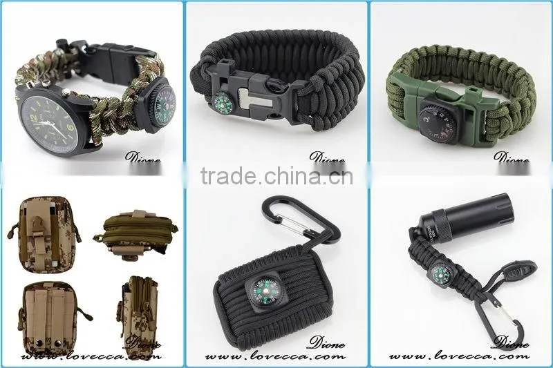Outdoor Survival Gear Escape Paracord Bracelet With Flint / Whistle / Compass / Scraper