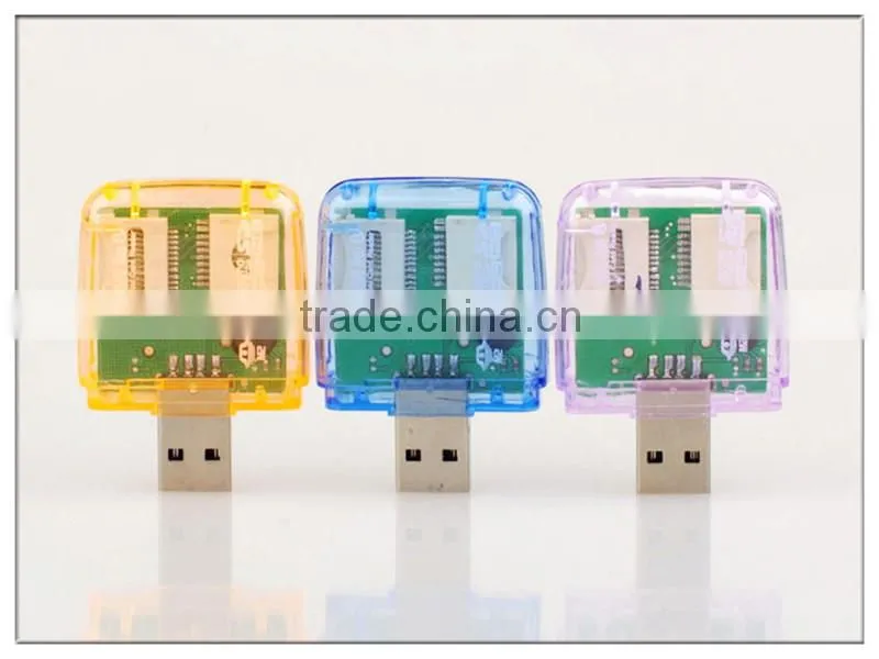 wireless smart card reader 4 slots plastic pen drive card reader(OS-CR101)