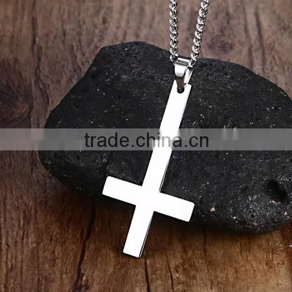 Europe Inverted Cross Stainless Steel Necklace 2016