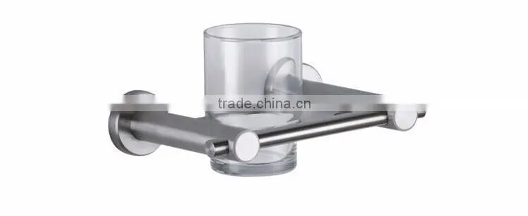 eco-friendly elegant style metal stainless steel double clear glass tumbler toothbrush holder