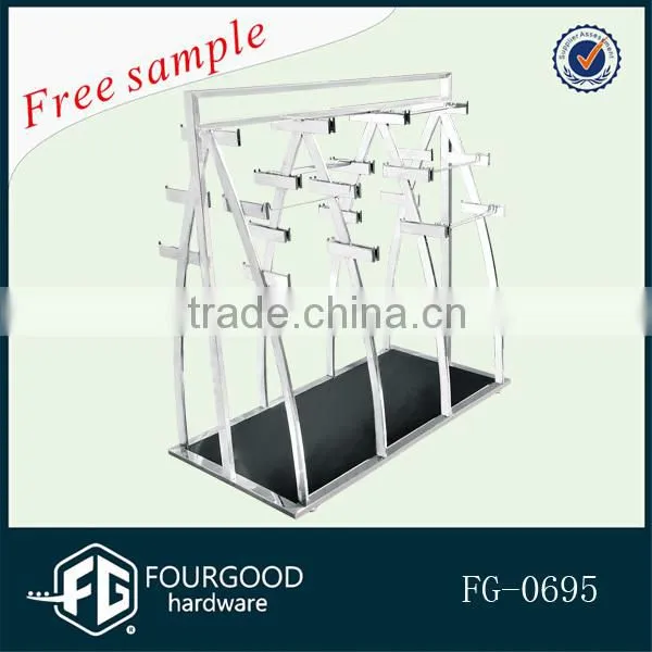 Stainless steel clothing display rack for shop fitting