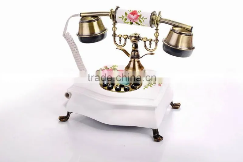 Home Decorative Vintage Wooden Telephone Antique Retro Corded Phone