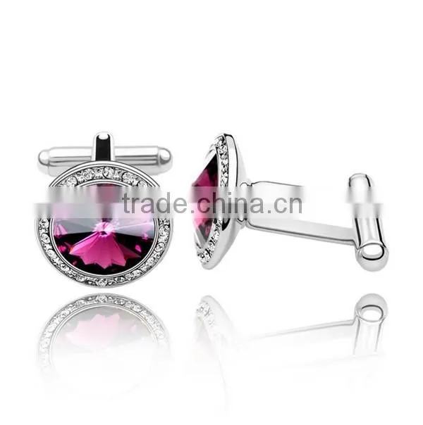 Purple Crystal metal cufflinks customized wedding accesories cuff link for man