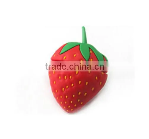 2GB Soft PVC strawberry shaped usb flash drive gift 100% real capacity usb flash disk memory USB 2.0 with key chain