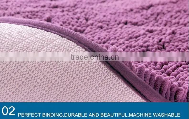 non slip machine made water absorbent microfiber chenille bath mat