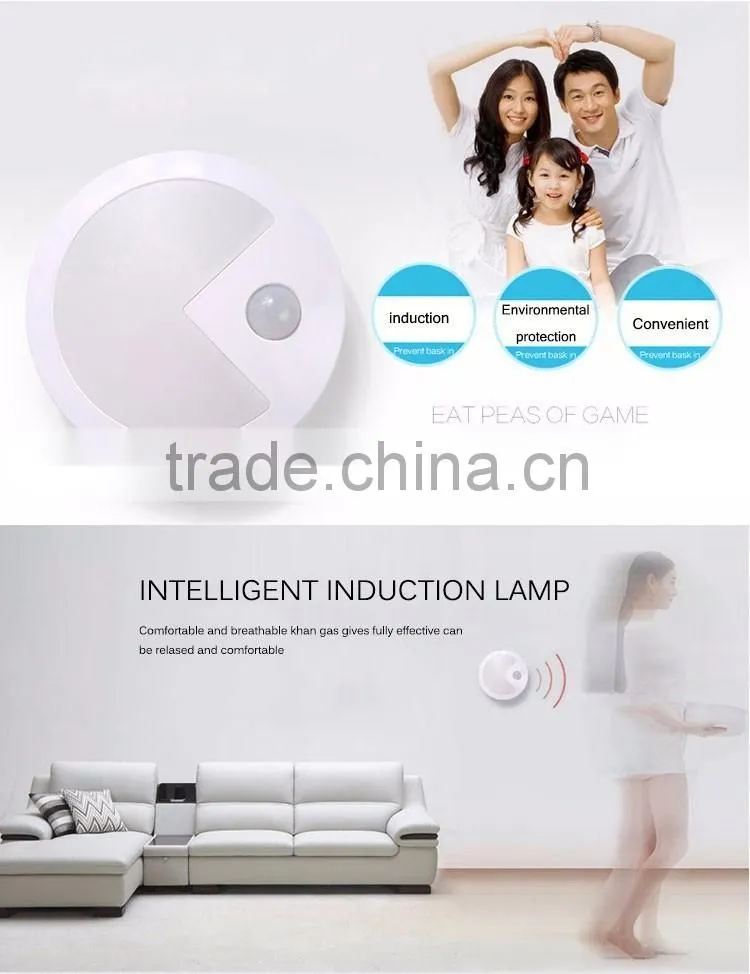 LED Wall lamp Creative Eat Peas Body Sensor USB Night Light Charging Bedroom Corridor LED Optically Controlled Wall Lamp
