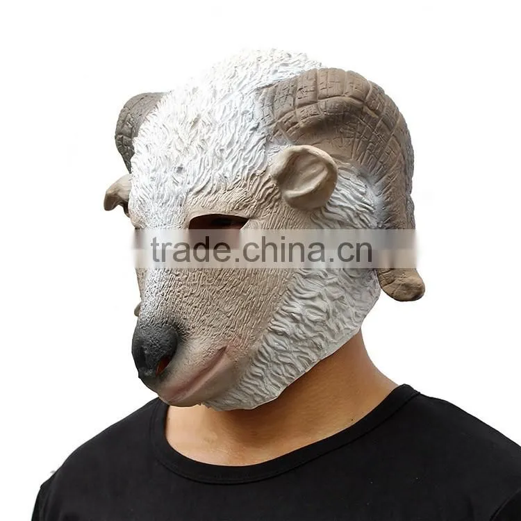 Halloween Costumes Rubber Animal Goat Full Head Latex Mask for Women