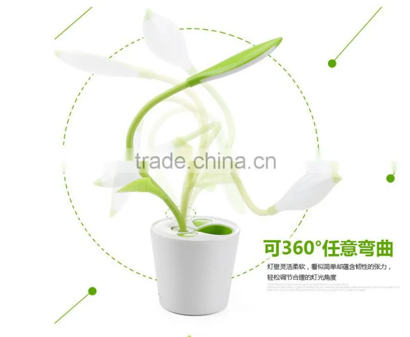 Modern Sapling Pen - holder Desk Light Lithium Battery Led Table Lamps with Touch Dimmer
