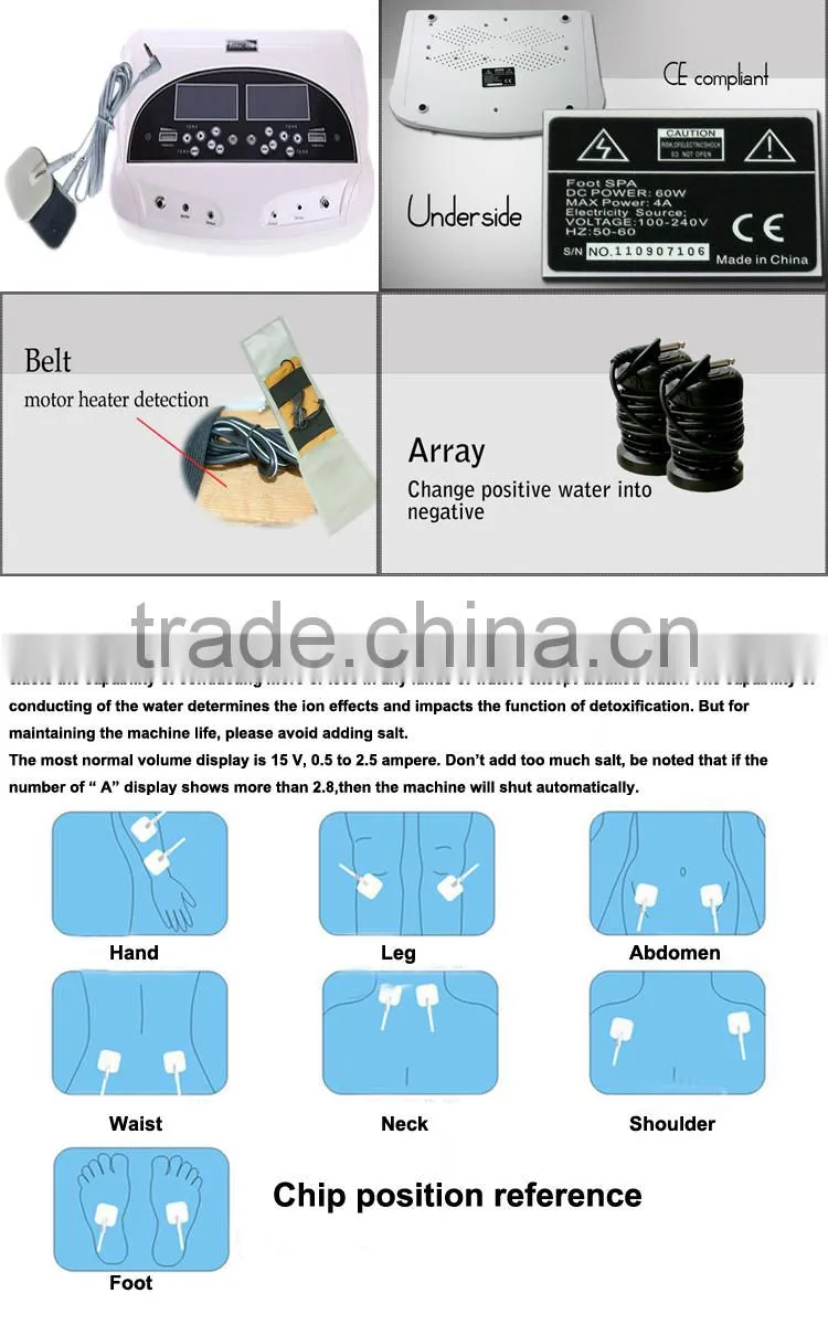 2017 Dual iron detox foot spa With Dual system of detoxification spa