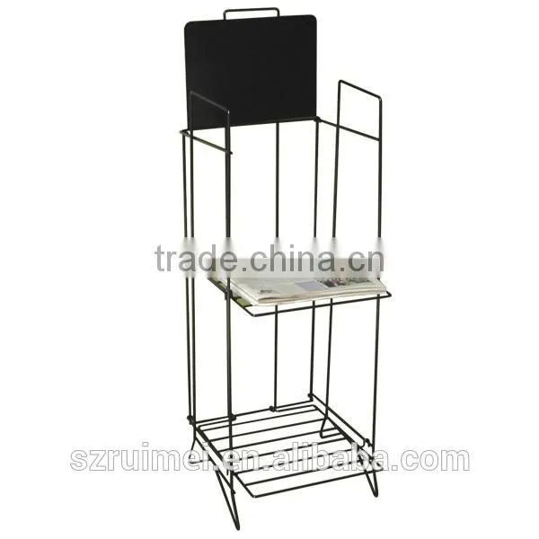 Customized movable free standing stainless steel newspaper rack
