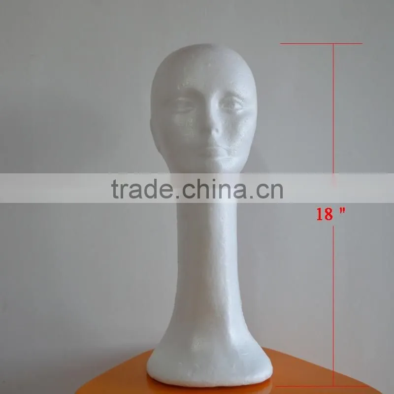 18" Female Styrofoam Head Model Wig Hair Hats Caps Glasses Long Neck Display Manequim Mannequin Manikin Head For Wigs