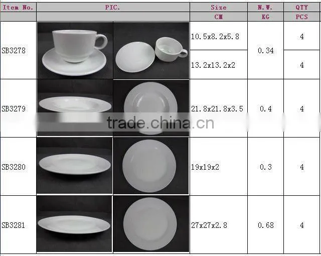 20 pcs white porcelain dinner set