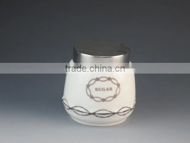 white ceramics/porcelain type canister set with lid AB grade eco-friendly