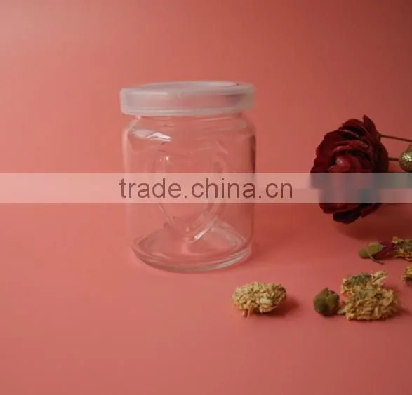 concise table use heart belief glass jam jar with lid