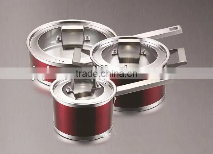 Double ear capsuled bottom stainless steel cookware cooking pot
