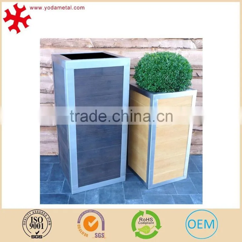Outdoor garden plant pot tall squre stainless steel frame with GRP panels