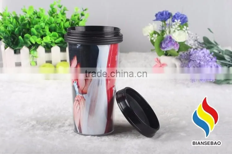 China factory wholesale plastic custom paper insert travel mug cup