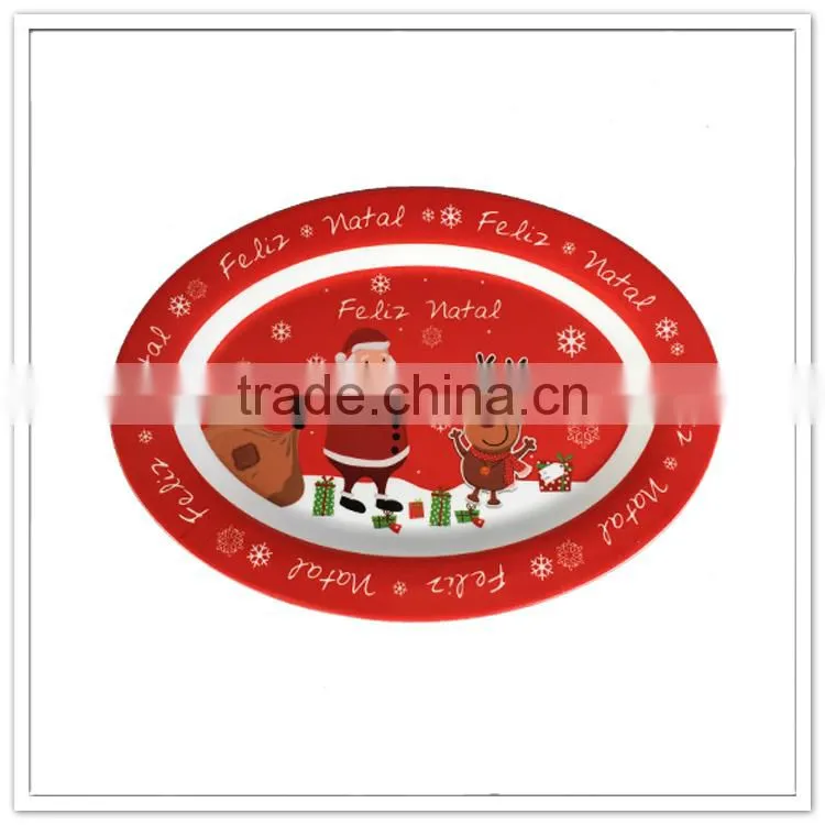Holiday products hot selling cheap sided melamine christmas plates, christmas decorate charger plate