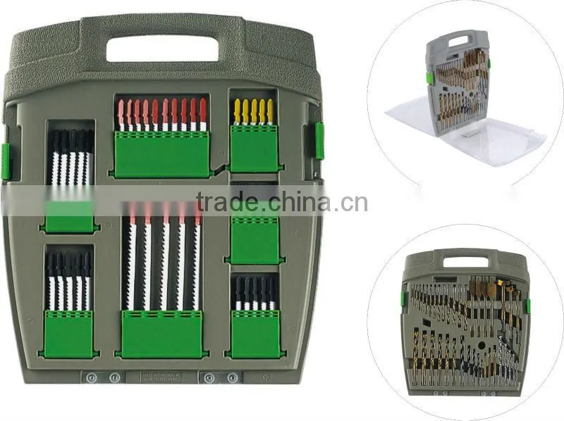 80pcs jig saw blade and drill bit set in blow mold case