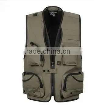Man's Outdoor Multi-pocket Fishing Vest Outdoor Hiking Photography twill Vest Waistcoat Of Photographer made in China