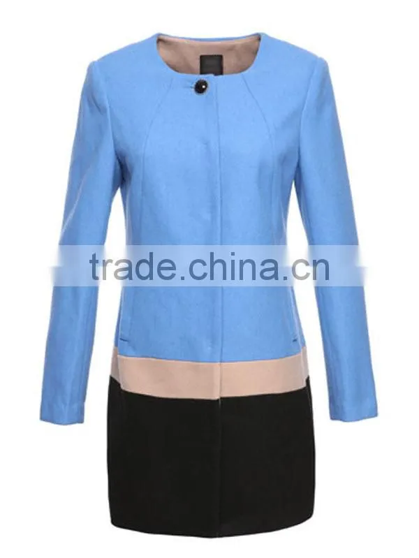 Ladies elegant slim fit light blue coat
