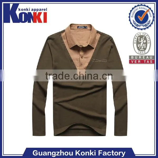 Newest sublimation printing plain long sleeve polo t shirt for men
