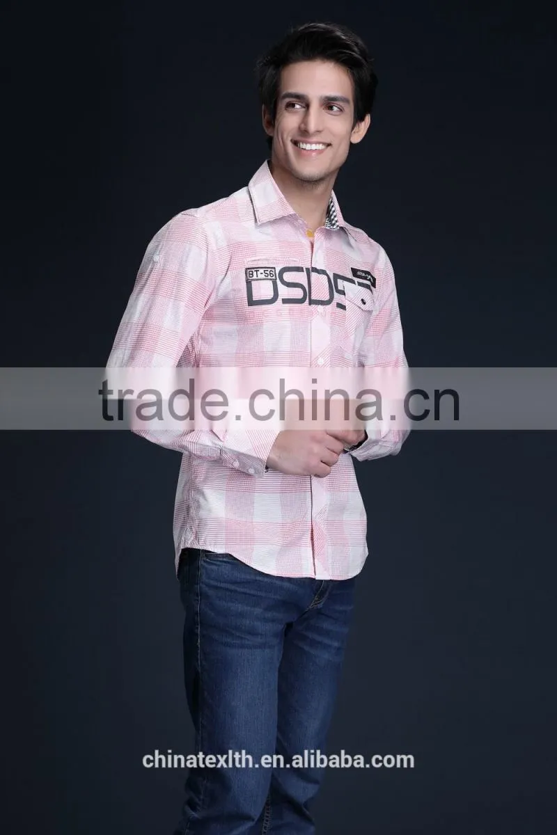 Fashion Long Sleeve Casual Design High Quality 100%Cotton Check Men Shirt