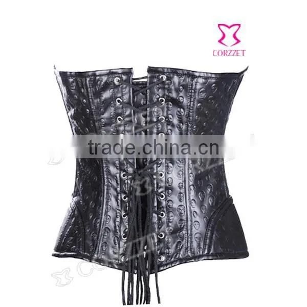 Ladis Sexy Bodysuit Leather Corset Steel Boned Corset Top