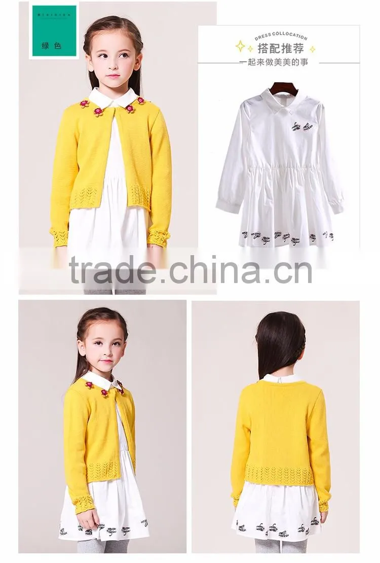 Girl fancy crocheted cardigan sweater hand knit sweater designs for kids children's clothing