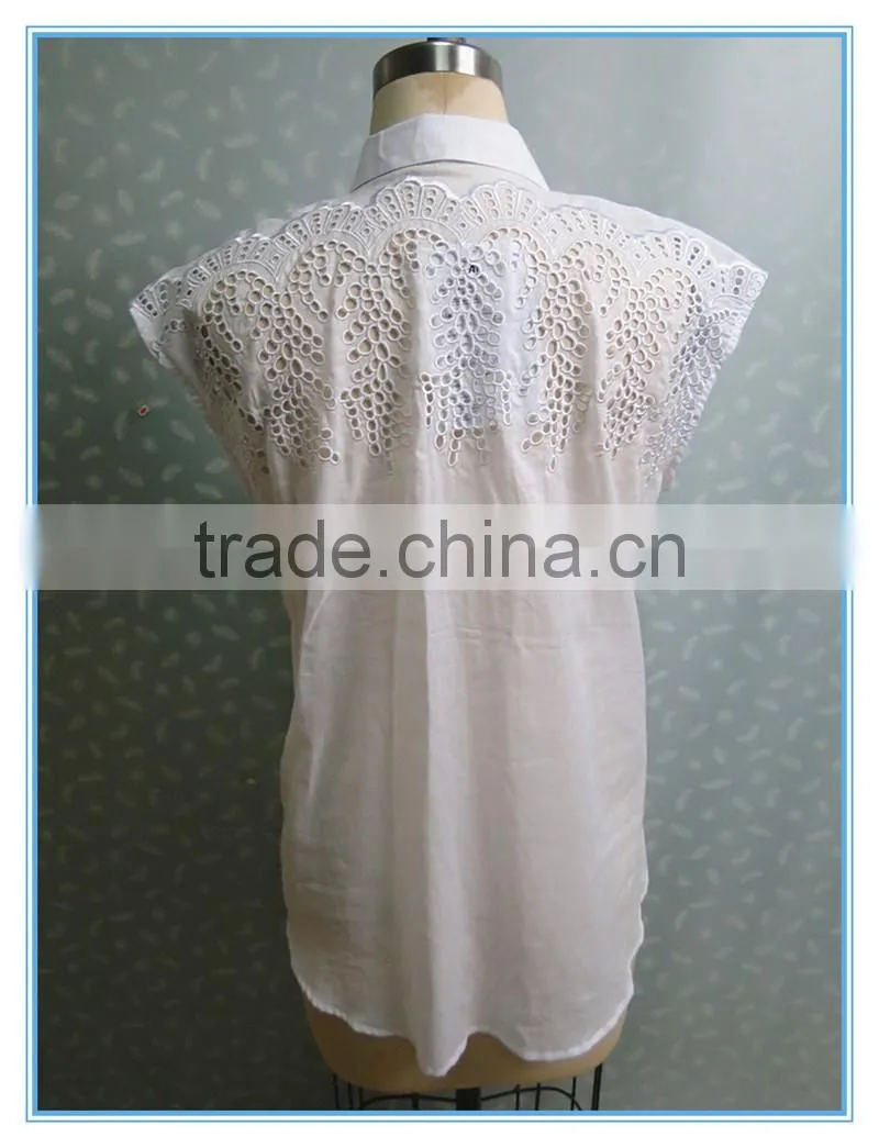 2016White Cotton Hollow Out Women Vest