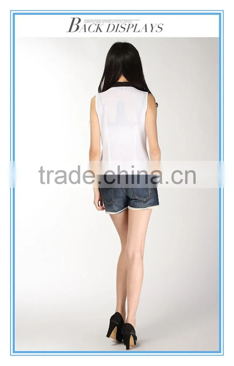 2016 Wholesale Ladies Plain White Girls Fancy Top