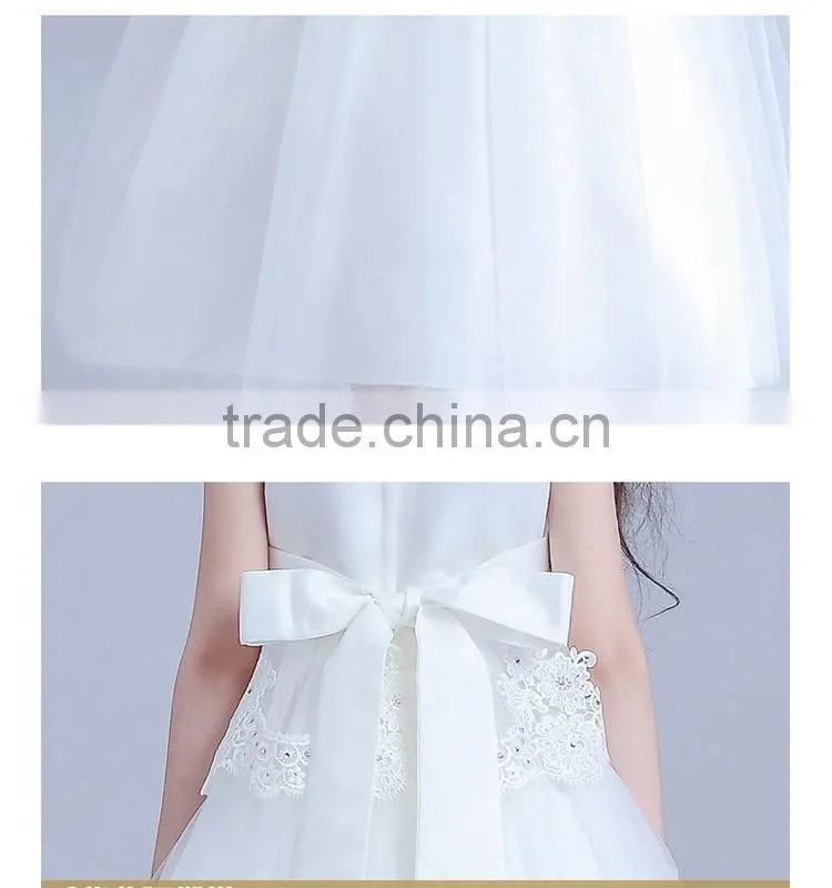 2017 bulk sale White embroidery dress long flower girl dresses