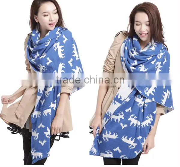 2 color choice Autumn and winter warm animal pattern lady knit korean scarf hijab scarf