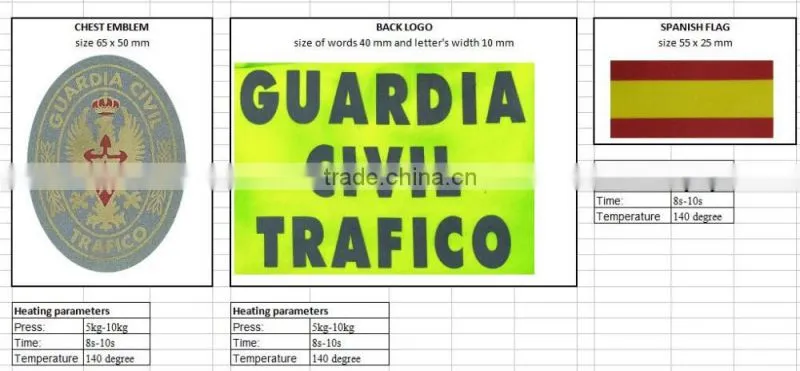 Relfective logo reflective letters reflective words be heated on polo shirt for Spain market