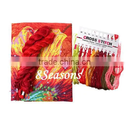 High Sales Wholesal Chinese Needlework Multicolor Flower Pattern Square Throw Pillow Cotton Cross Stitch