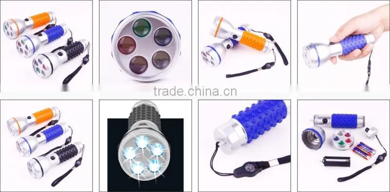 High Quality Compass 5 colors plastic led flashlight with lanyard