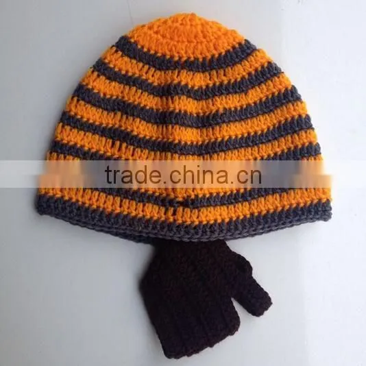 100% Acrylic Funny Knitted Men's Winter Ski Face Mask Beard Beanie Hat